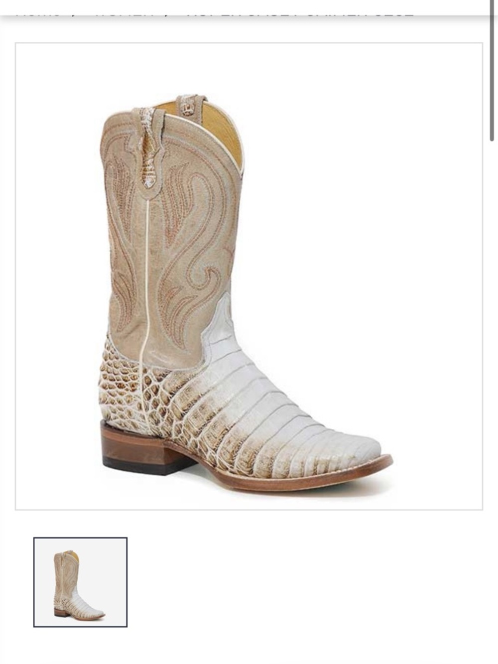 Elegant White and Tan Western Boots Alligator